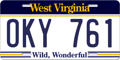 WV license plate OKY761