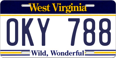 WV license plate OKY788