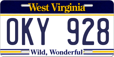 WV license plate OKY928
