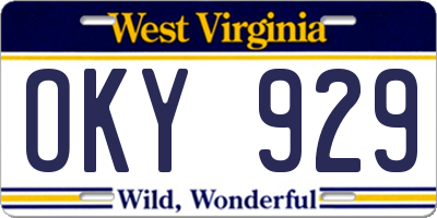 WV license plate OKY929