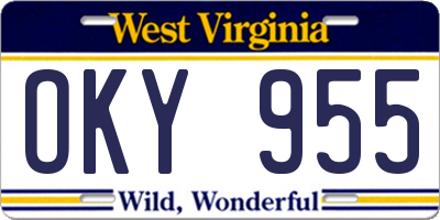 WV license plate OKY955