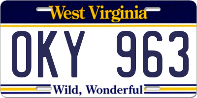 WV license plate OKY963