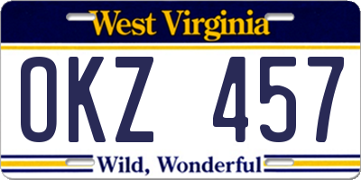 WV license plate OKZ457