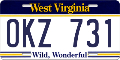 WV license plate OKZ731