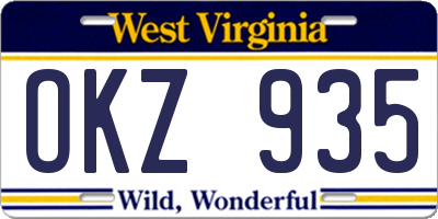 WV license plate OKZ935