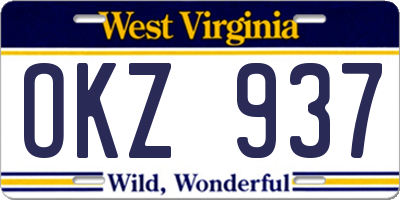 WV license plate OKZ937