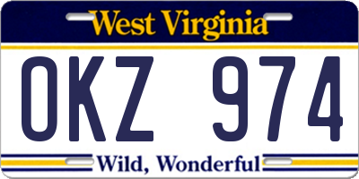 WV license plate OKZ974