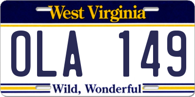 WV license plate OLA149