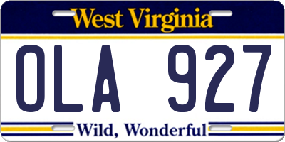WV license plate OLA927