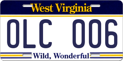 WV license plate OLC006