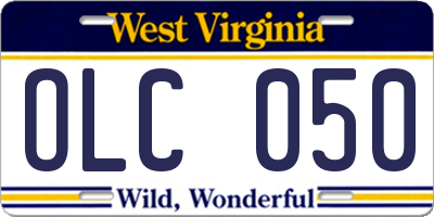 WV license plate OLC050