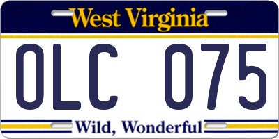 WV license plate OLC075