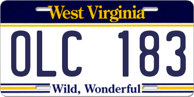WV license plate OLC183