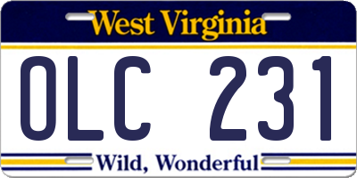 WV license plate OLC231