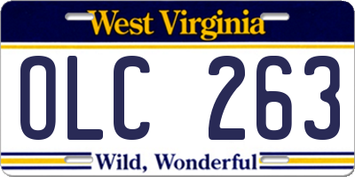 WV license plate OLC263