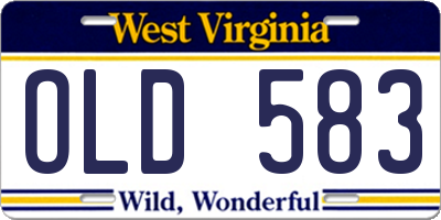 WV license plate OLD583