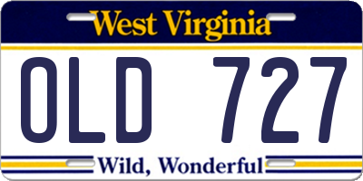 WV license plate OLD727