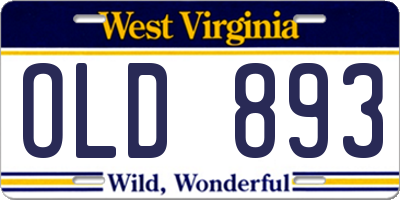 WV license plate OLD893
