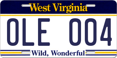WV license plate OLE004