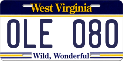 WV license plate OLE080