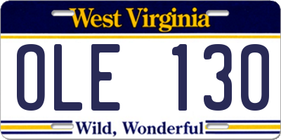 WV license plate OLE130