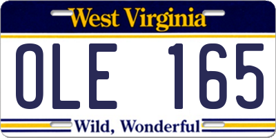 WV license plate OLE165