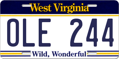 WV license plate OLE244