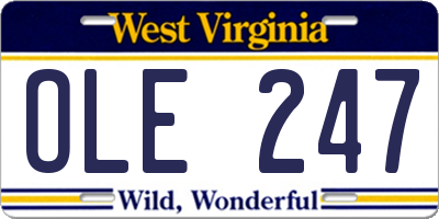 WV license plate OLE247