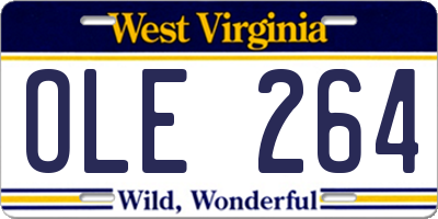 WV license plate OLE264