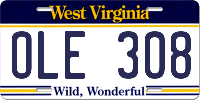 WV license plate OLE308