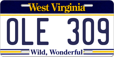 WV license plate OLE309