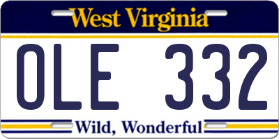 WV license plate OLE332