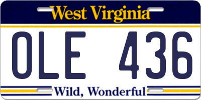 WV license plate OLE436