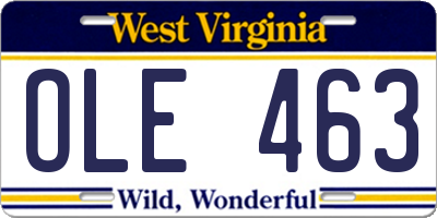 WV license plate OLE463