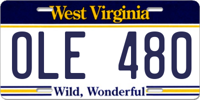 WV license plate OLE480