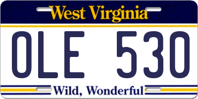 WV license plate OLE530