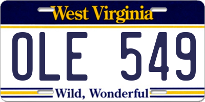 WV license plate OLE549