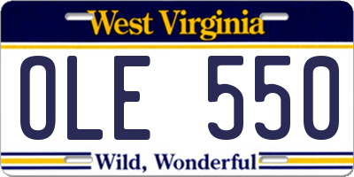 WV license plate OLE550