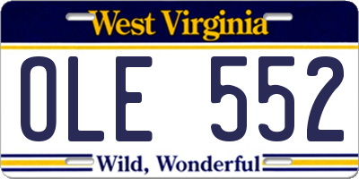 WV license plate OLE552