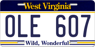WV license plate OLE607