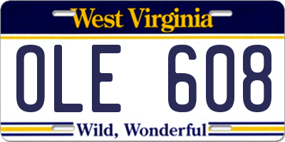 WV license plate OLE608
