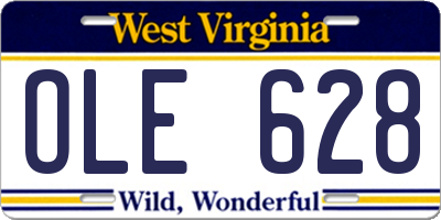 WV license plate OLE628