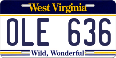WV license plate OLE636