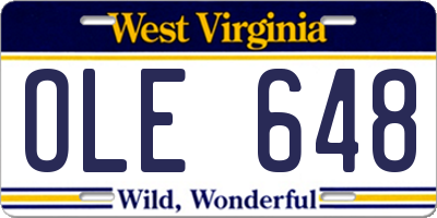 WV license plate OLE648