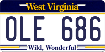 WV license plate OLE686
