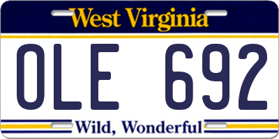 WV license plate OLE692