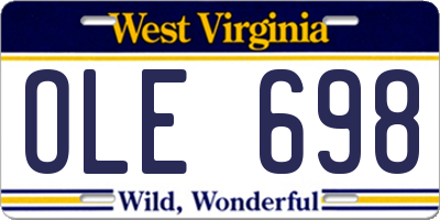 WV license plate OLE698