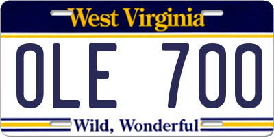 WV license plate OLE700