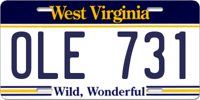 WV license plate OLE731