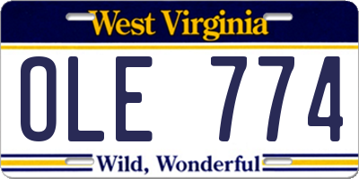 WV license plate OLE774